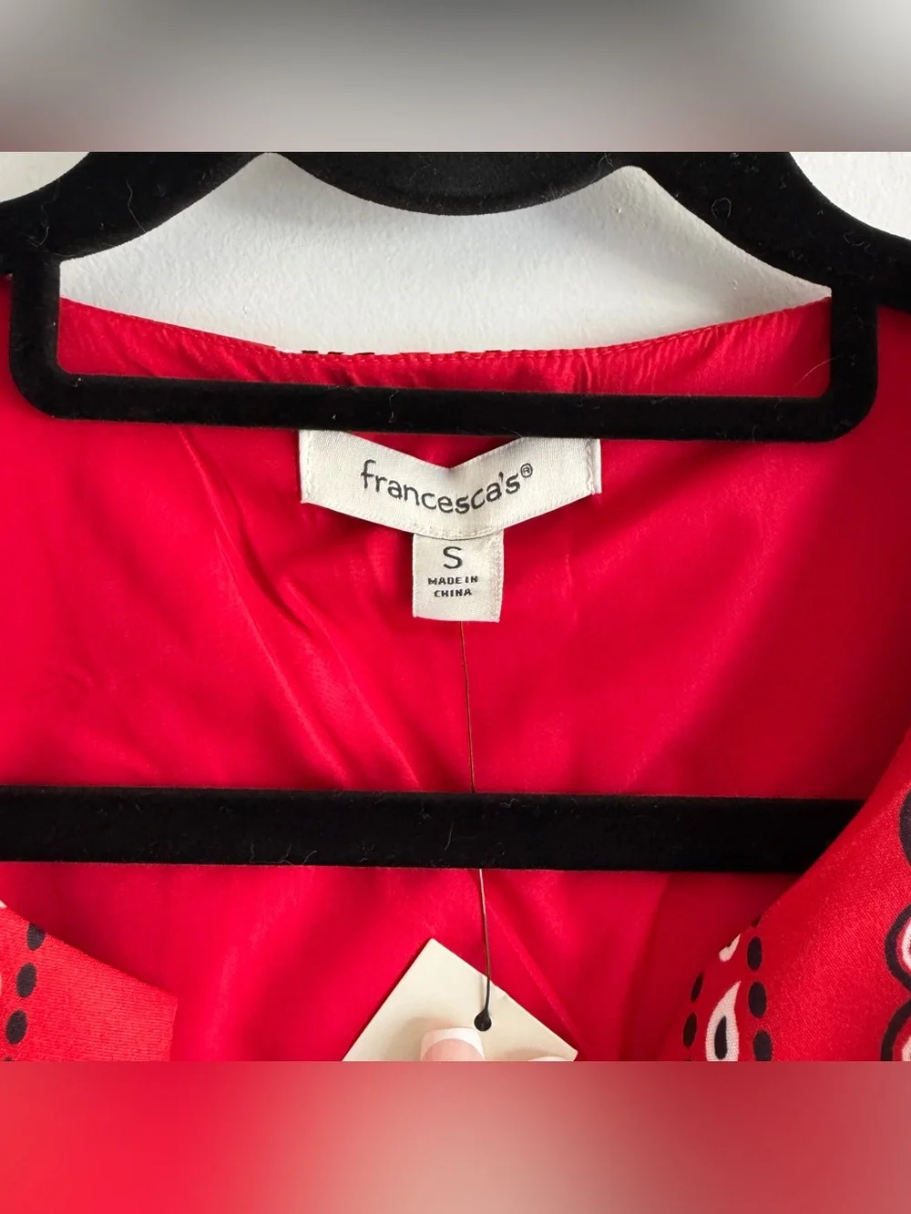 Francesca’s Red, White and Black Handkerchief Western Tie Cropped Vest NWT - Picture 3 of 4